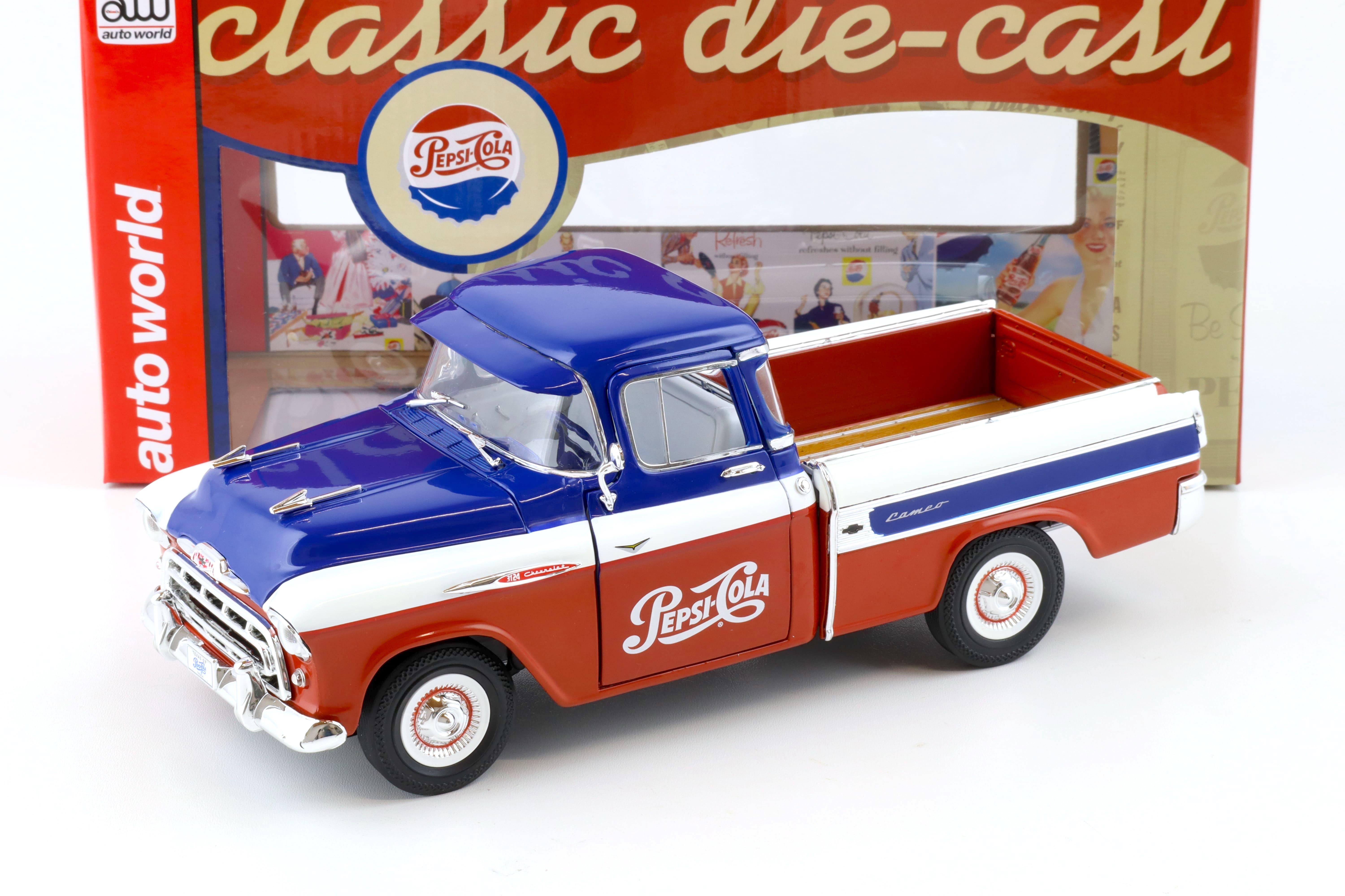 1:18 Auto World 1957 Chevrolet Chevy Cameo Pick-Up PEPSI Cola blue/white/red