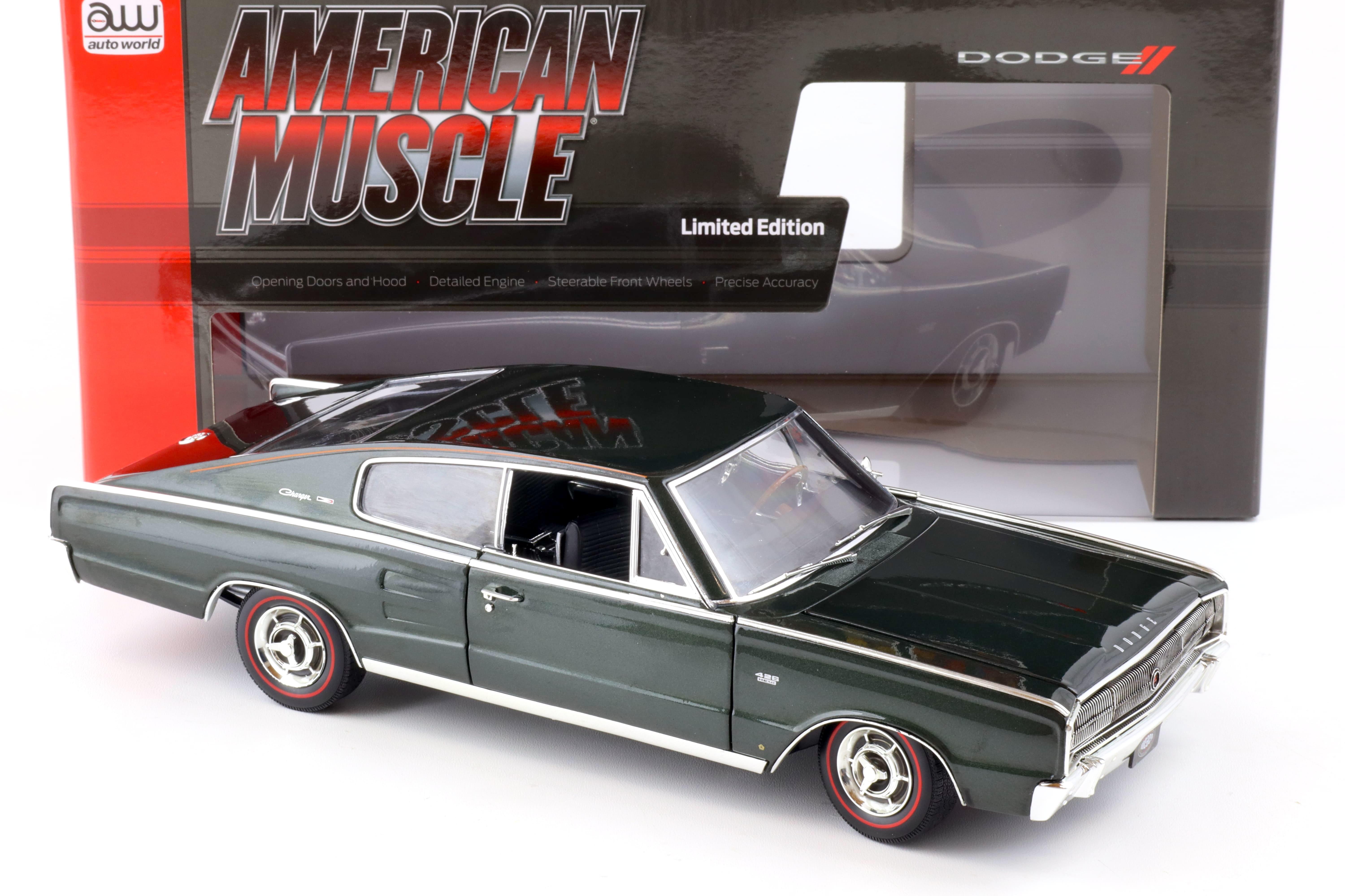 1:18 Auto World 1966 Dodge Charger Hardtop MCACN GG1 dark green