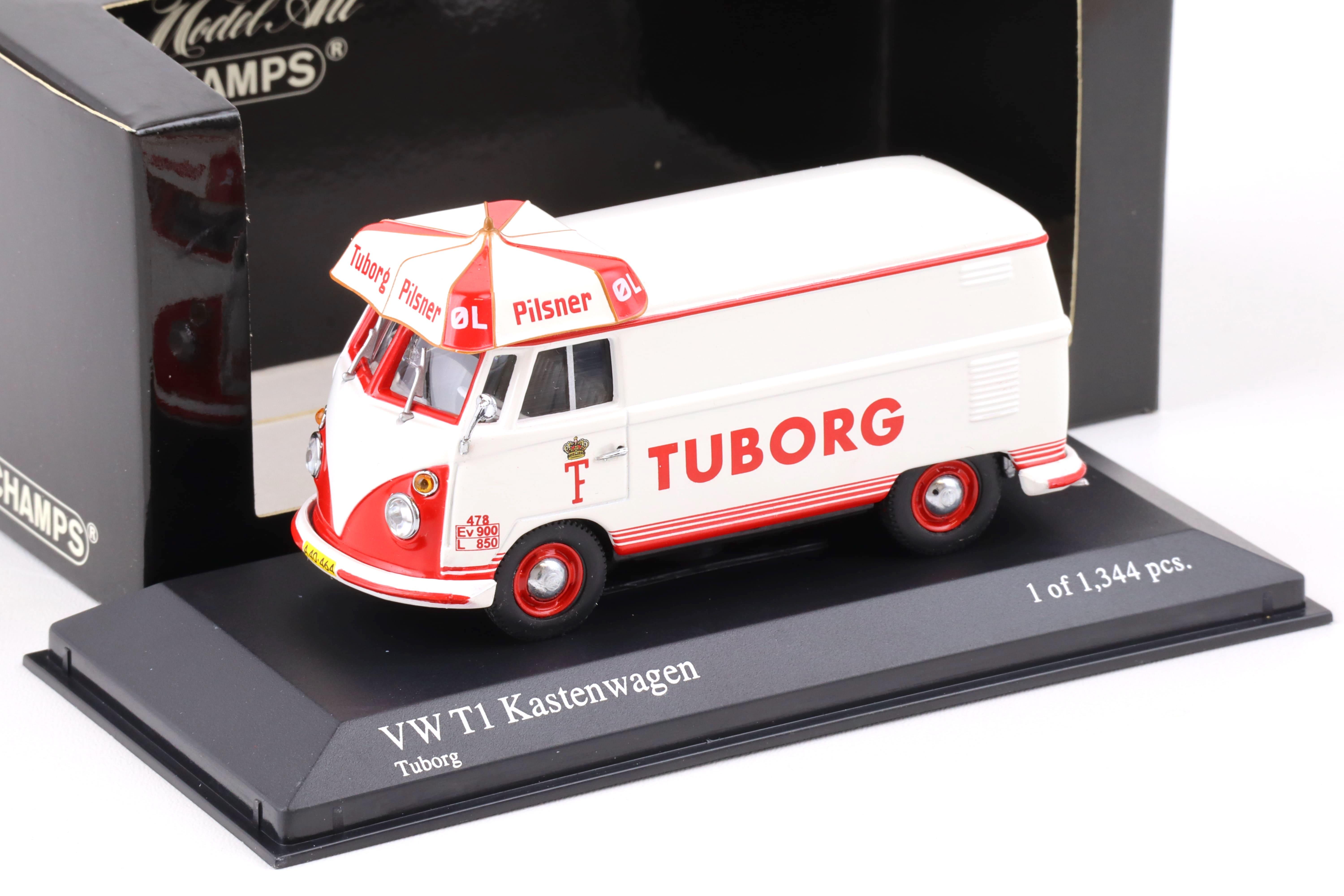 1:43 Minichamps VW T1 Kastenwagen Delivery Van 1963 TUBORG white/ red