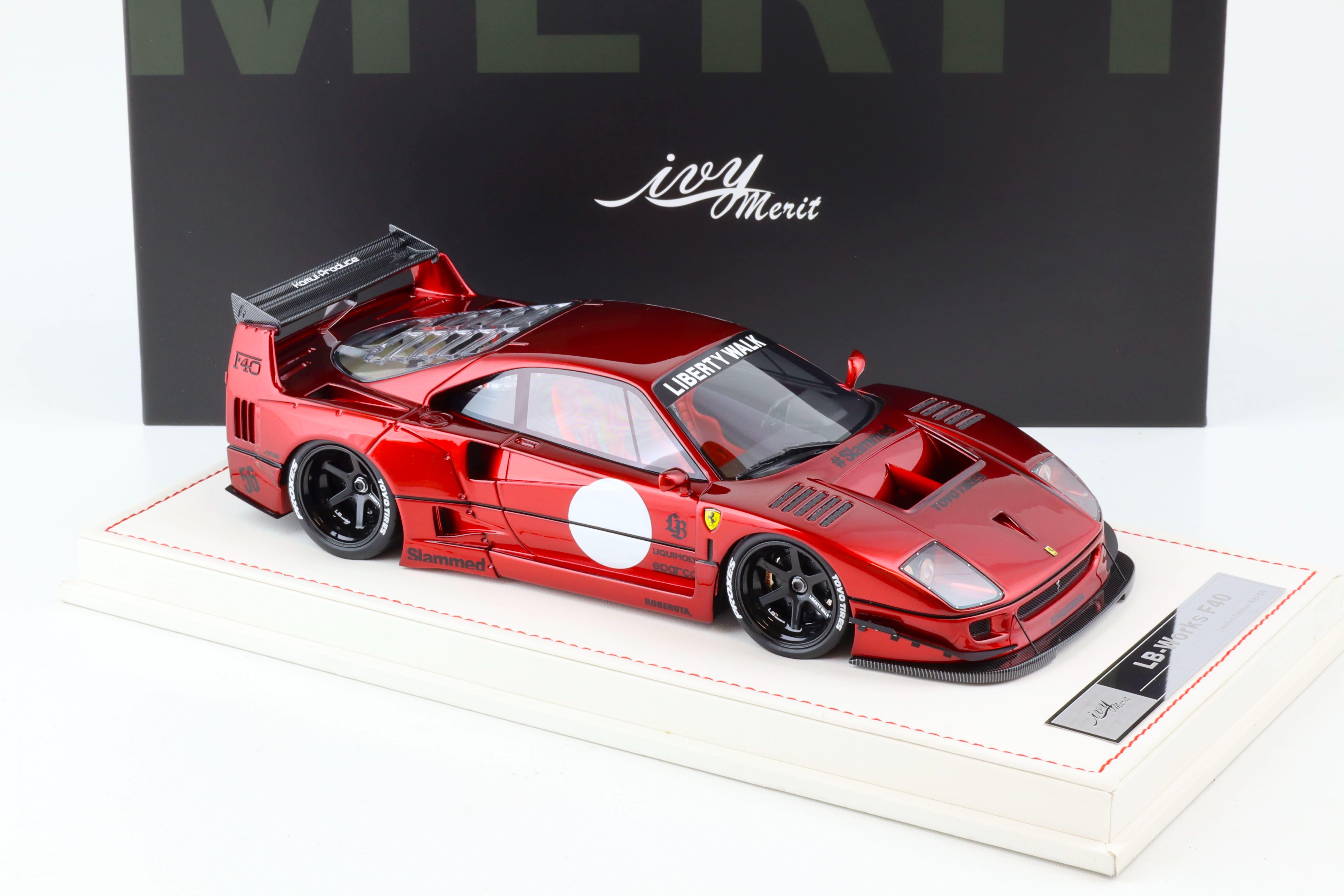 1:18 Ivy Model Merit Ferrari F40 LB Works LBWK Burgundy red - Limited 88 pcs.