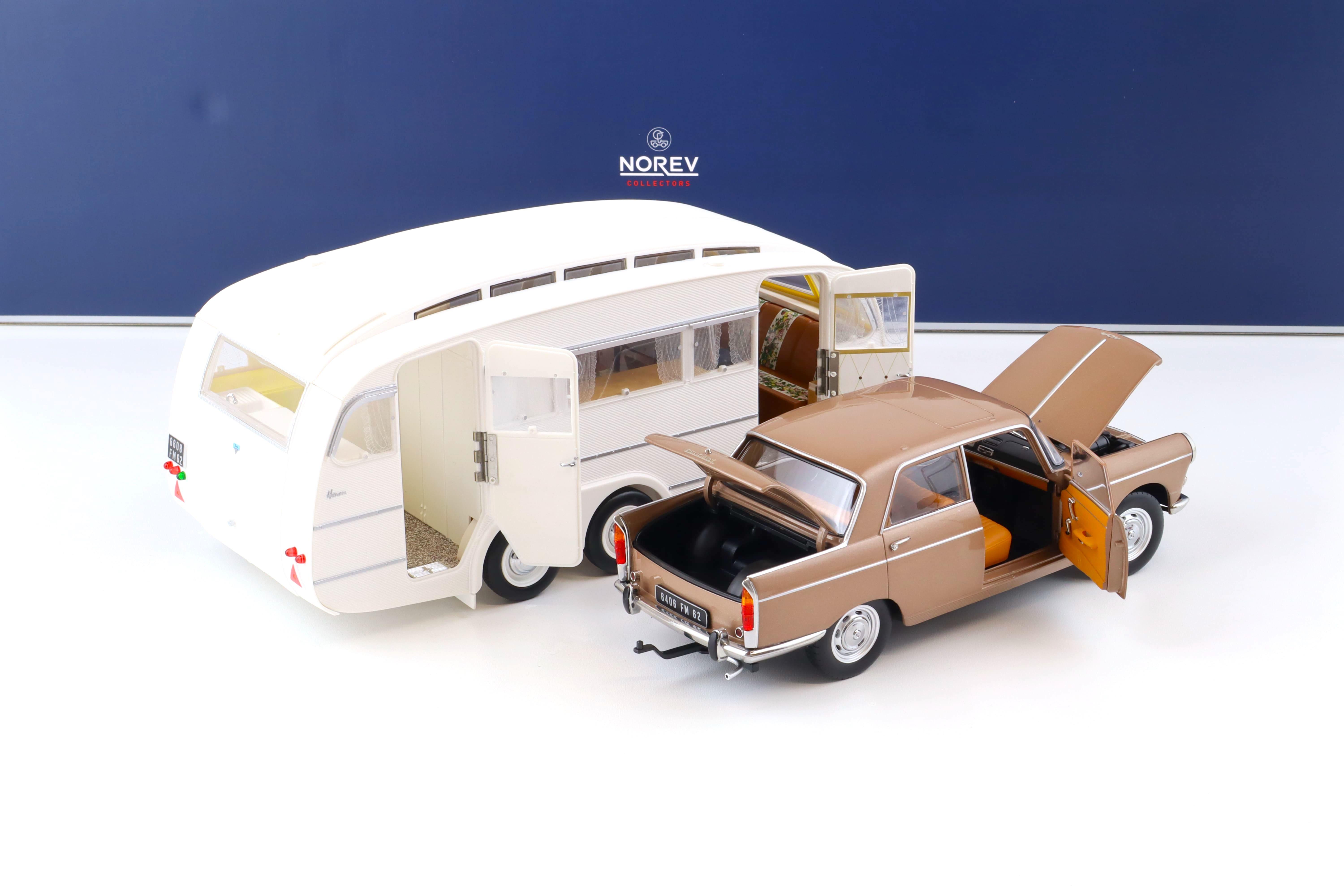 1:18 Norev Peugeot 404 Sedan 1965 brown metallic with Caravan Henon white 184837