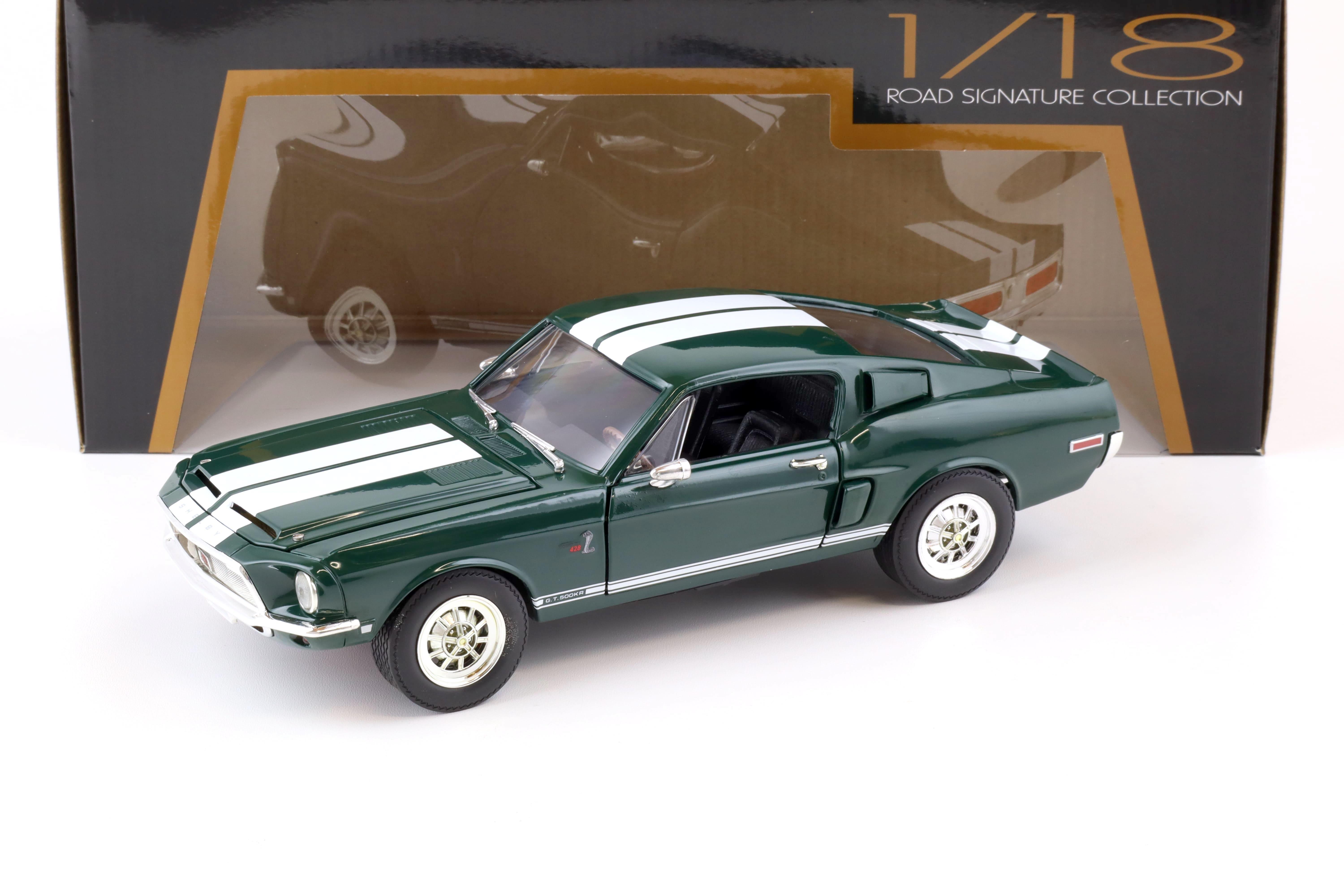 1:18 Road Signature 1968 Shelby GT-500KR Coupe dark green/ white stripes