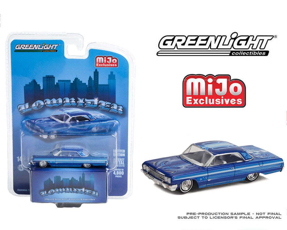 1:64 Greenlight MIJO Exclusives Lowrider 1964 Chevrolet Impala blue/ white