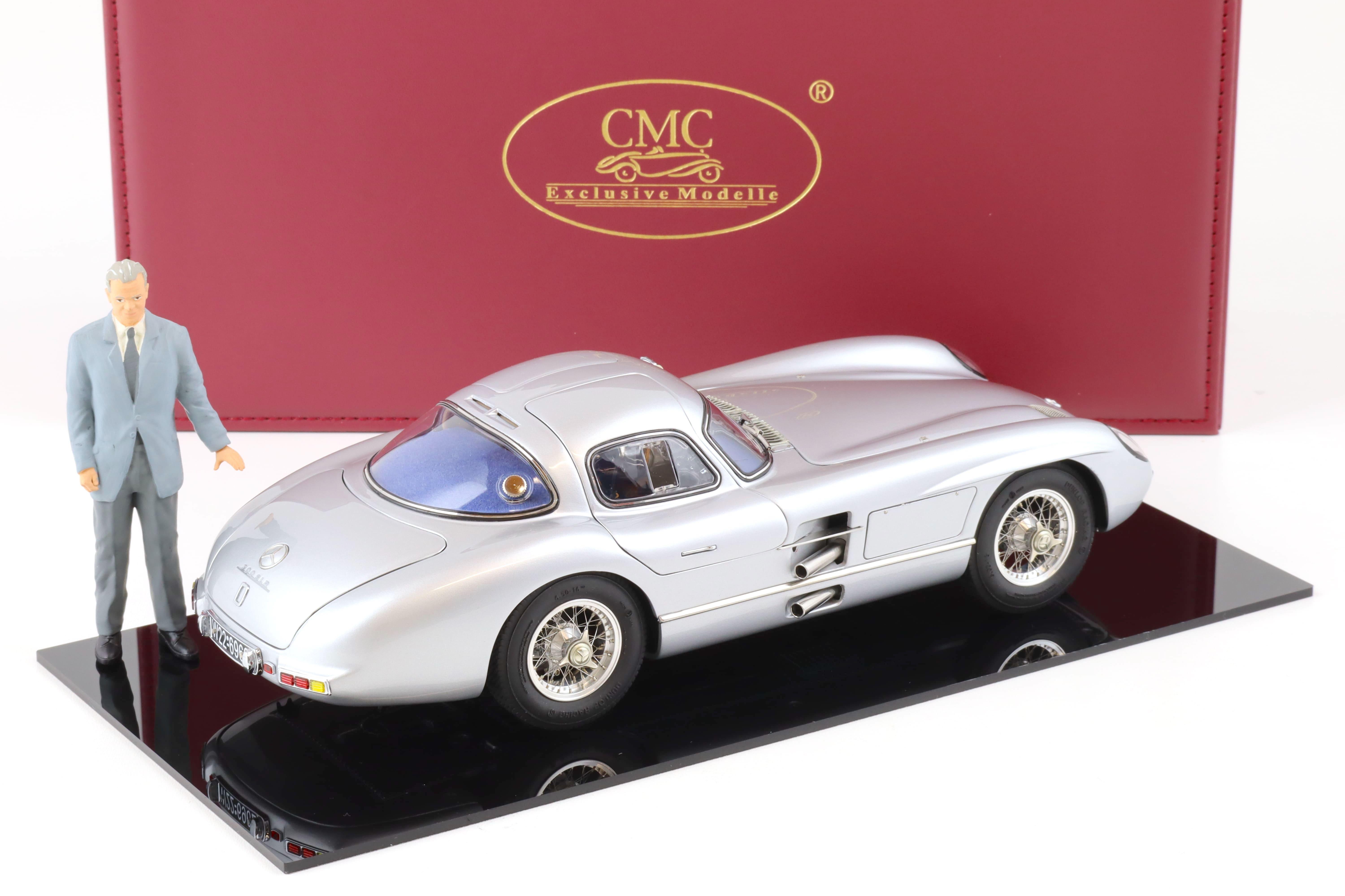 1:18 CMC Mercedes 300 SLR Coupe 1955 silver/ blue with figure M-246 - Limited 500 pcs.