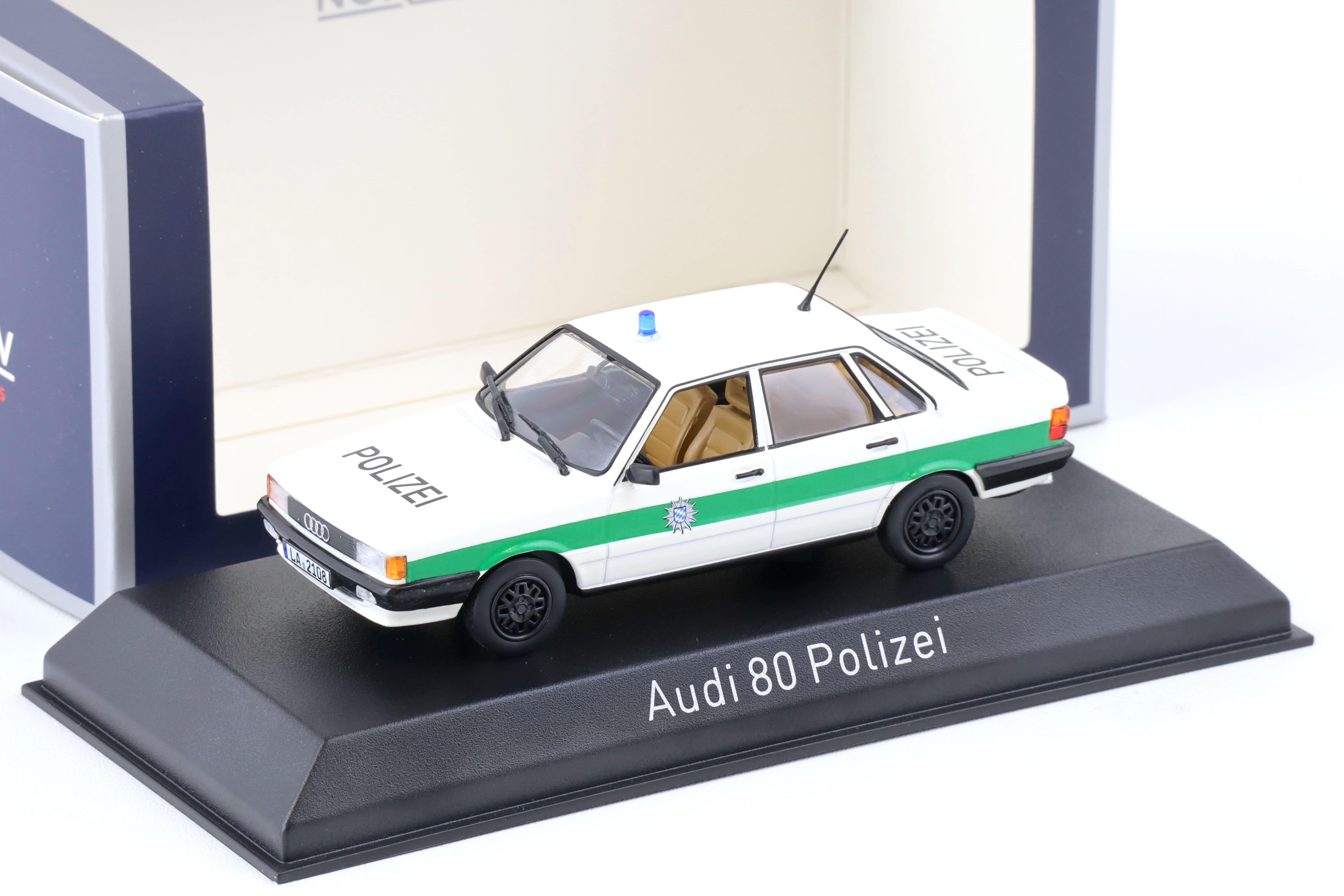 1:43 Norev Audi 80 Limousine B2 POLIZEI Niederkaltenkirchen white/green 1979