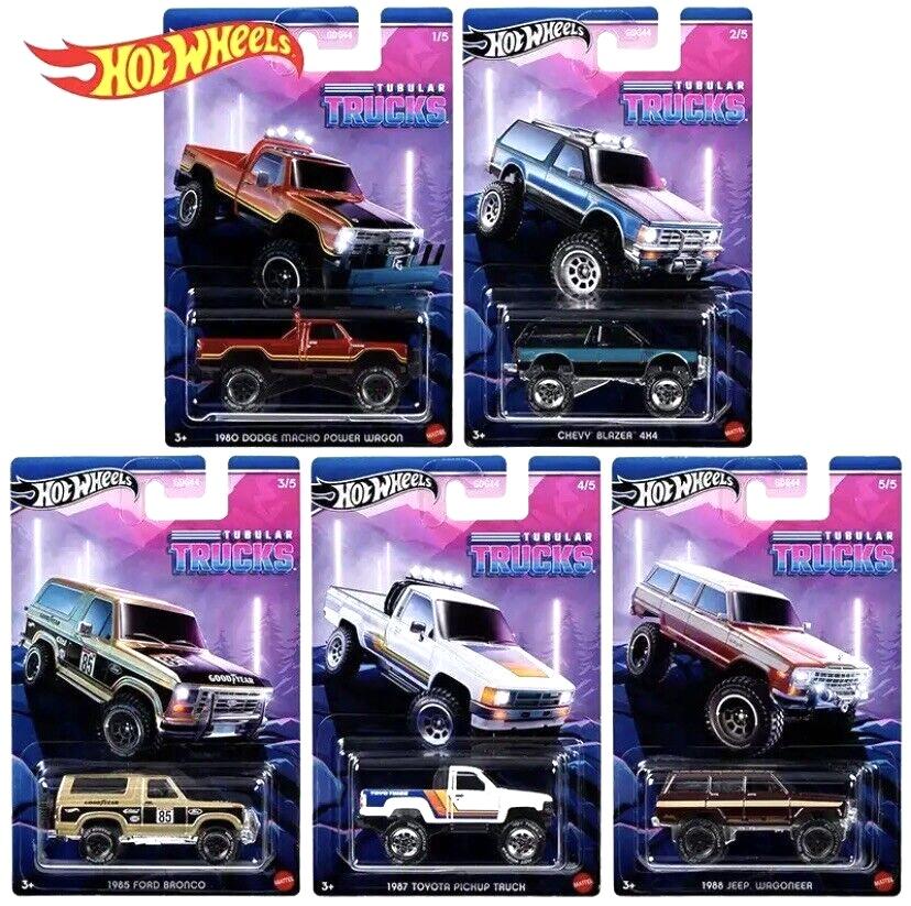 1:64 Hot Wheels 2024 Tubular Trucks Set 5 pcs. GDG44-977G Dodge, Chevrolet, Toyota