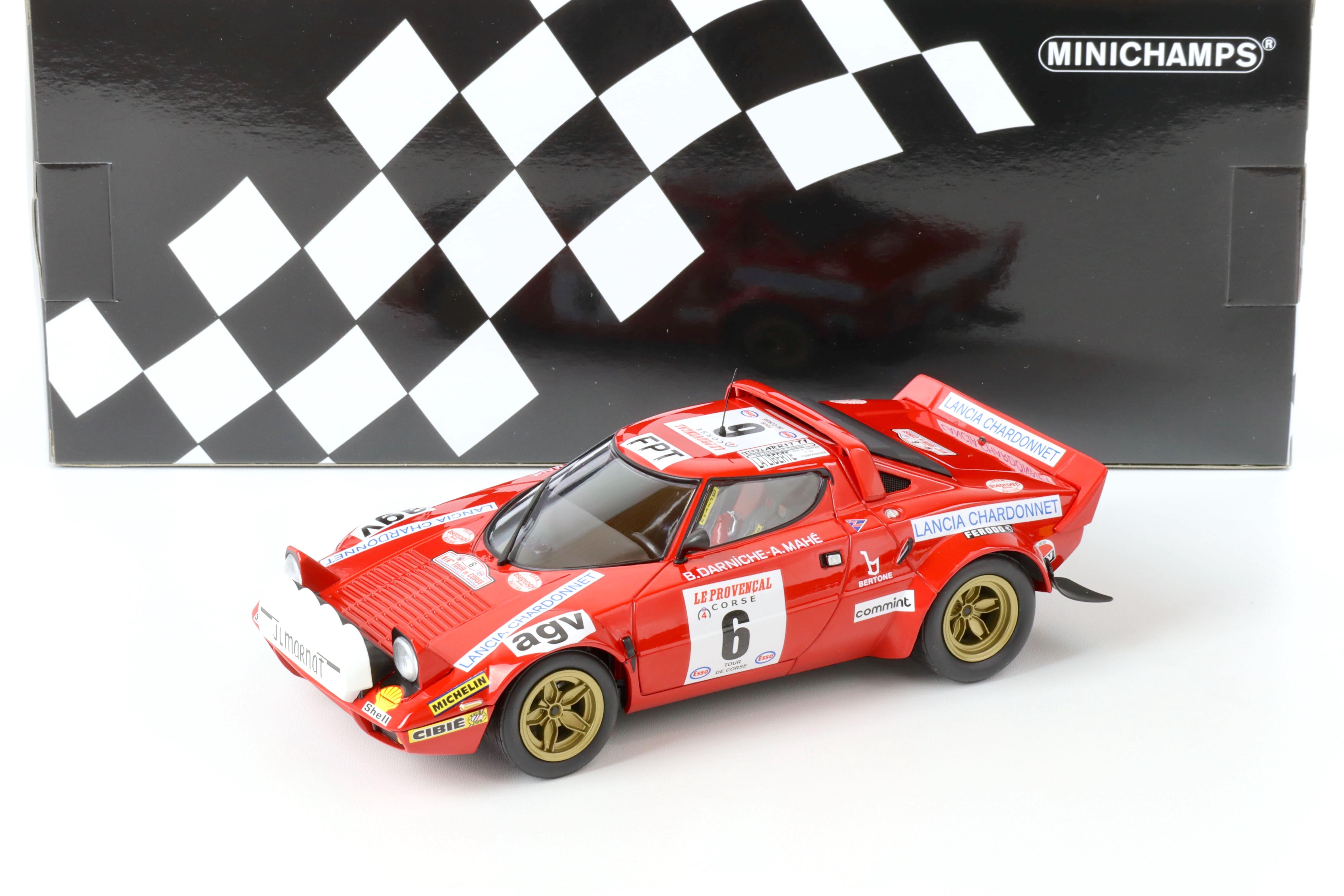 1:18 Minichamps Lancia Stratos Darniche/Mahe #6 Winner Tour de Corse 1975 