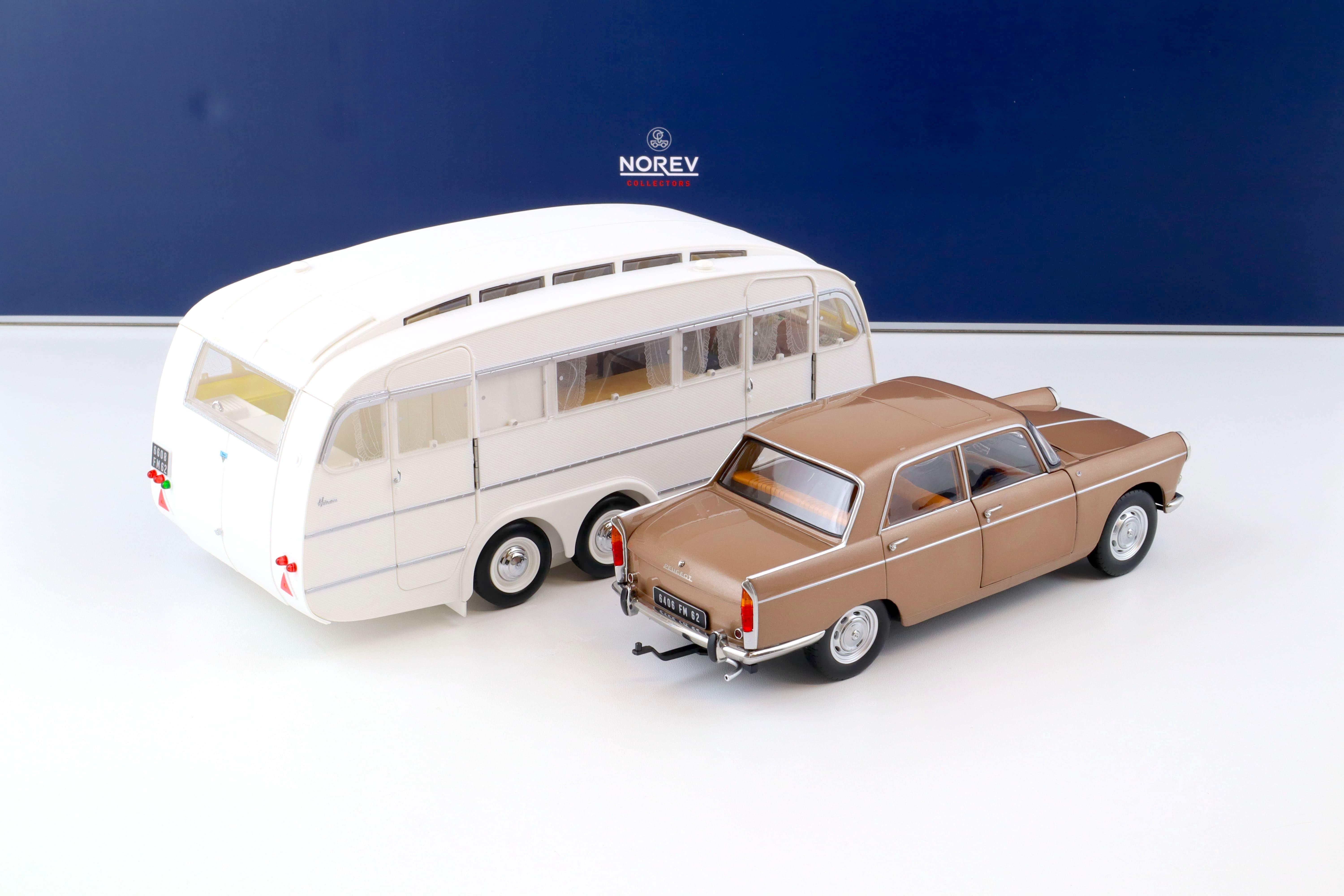 1:18 Norev Peugeot 404 Sedan 1965 brown metallic with Caravan Henon white 184837