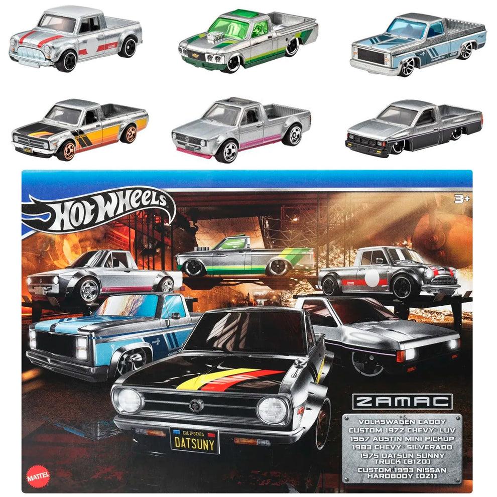 1:64 Hot Wheels 2024 ZAMAC Pickup Truck Set 6 pcs. VW, Chevy, Datsun, Nissan HRX57