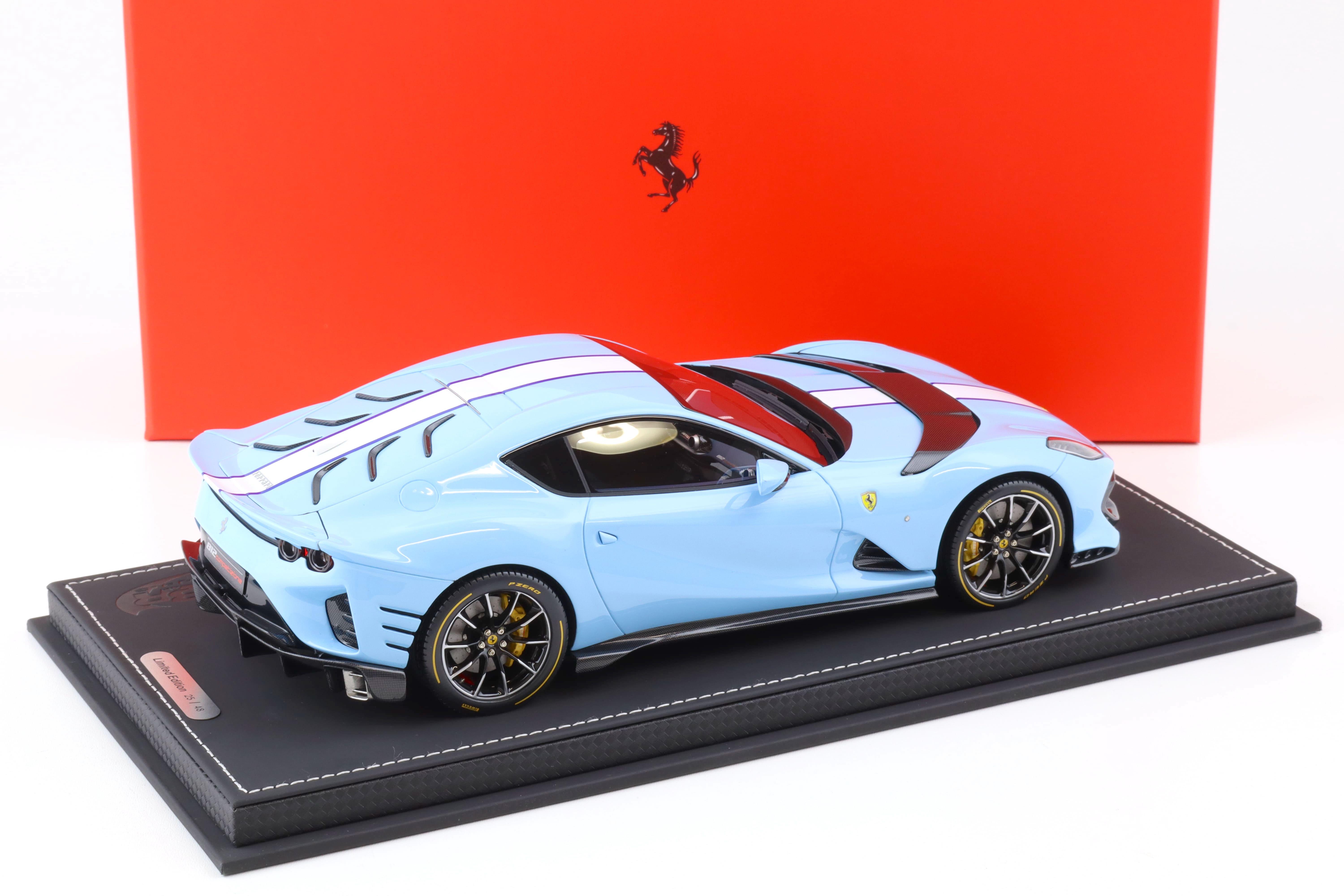 1:18 Ferrari 812 Competizione 2021 Azure La Plata blue/ white stripe with Showcase