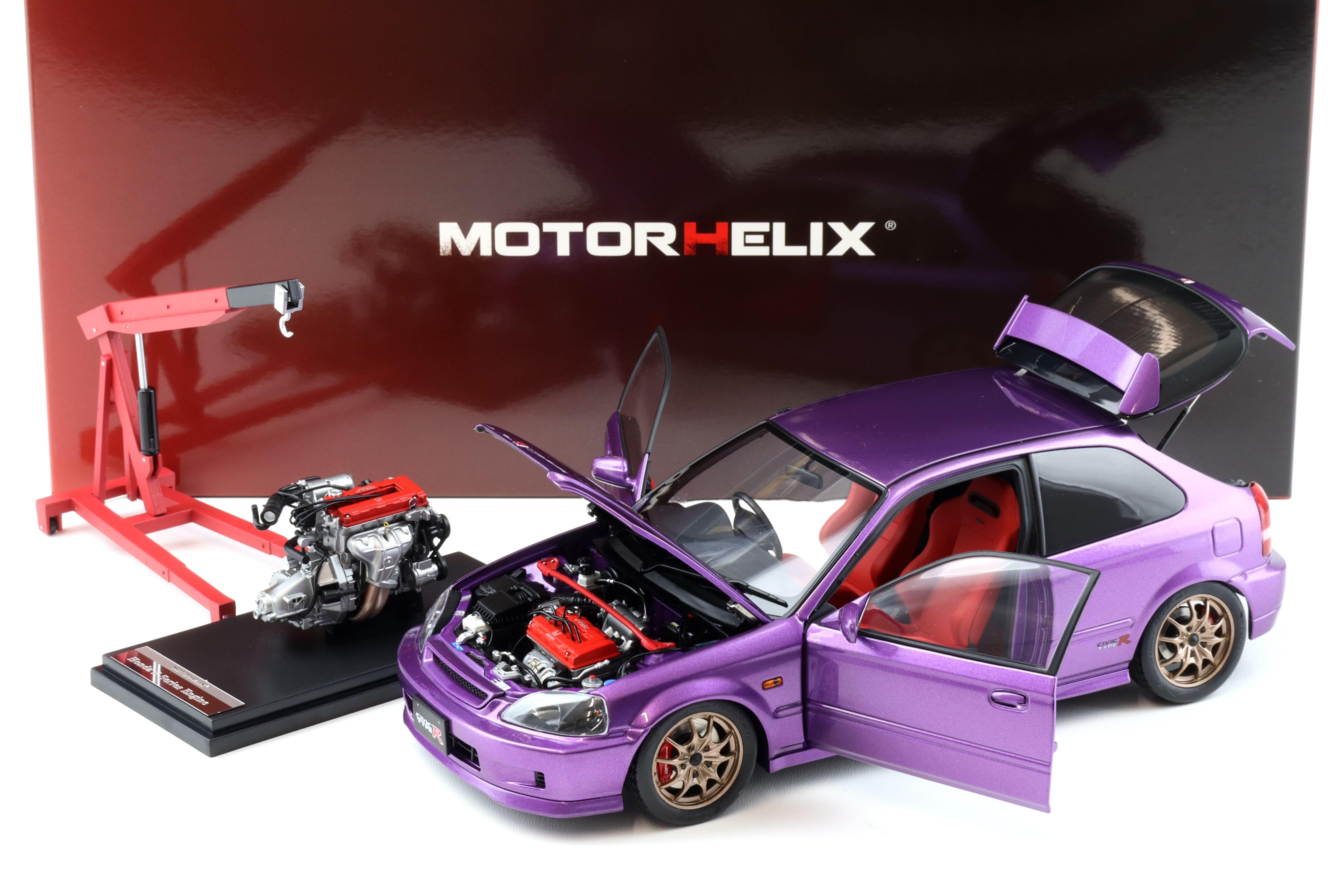 1:18 Motorhelix Honda Civic Type R (EK9) Customized Version pearl purple + engine M85007