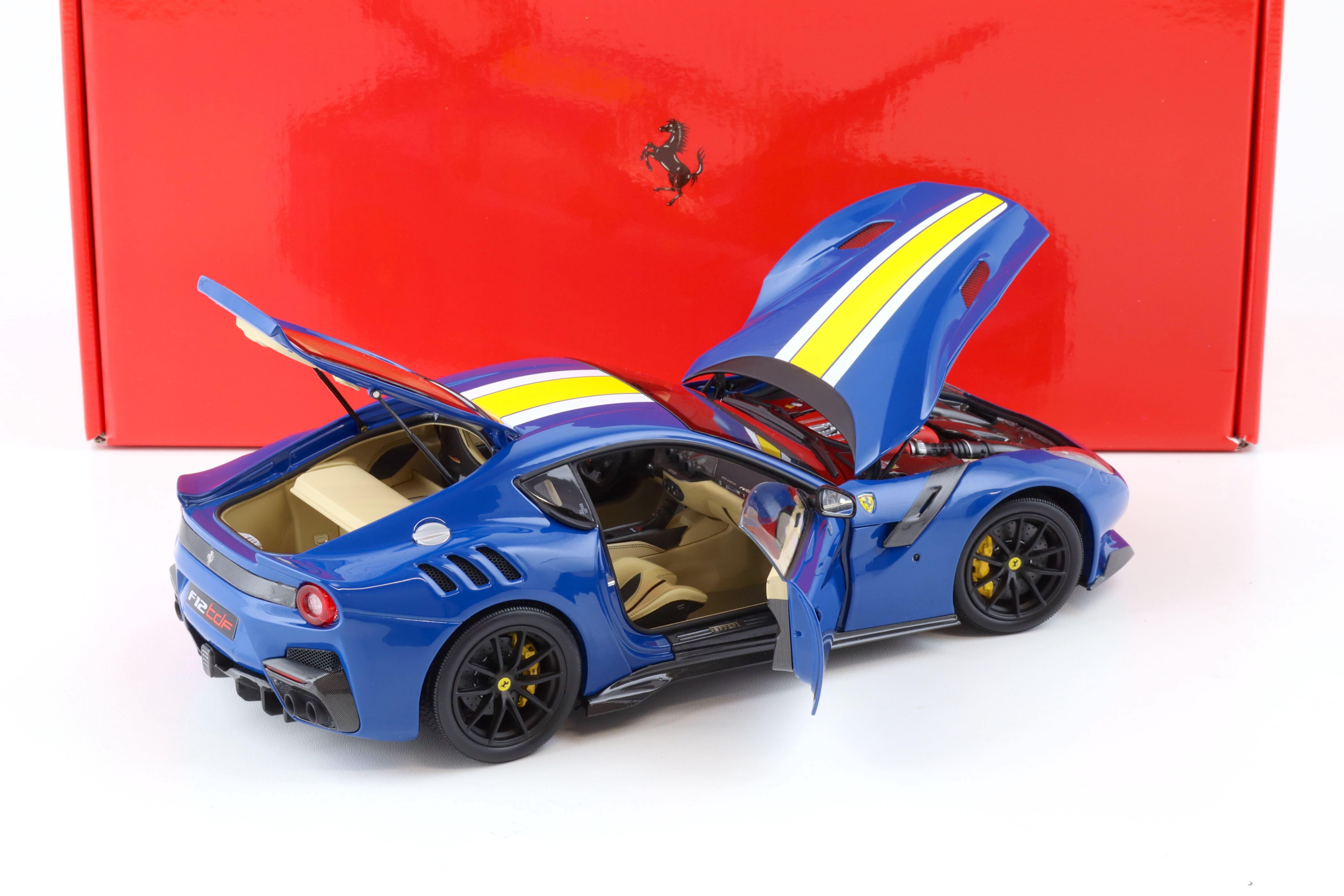 1:18 BBR Ferrari F12 TDF Azzurro Dino blue / white + yellow stripe Diecast