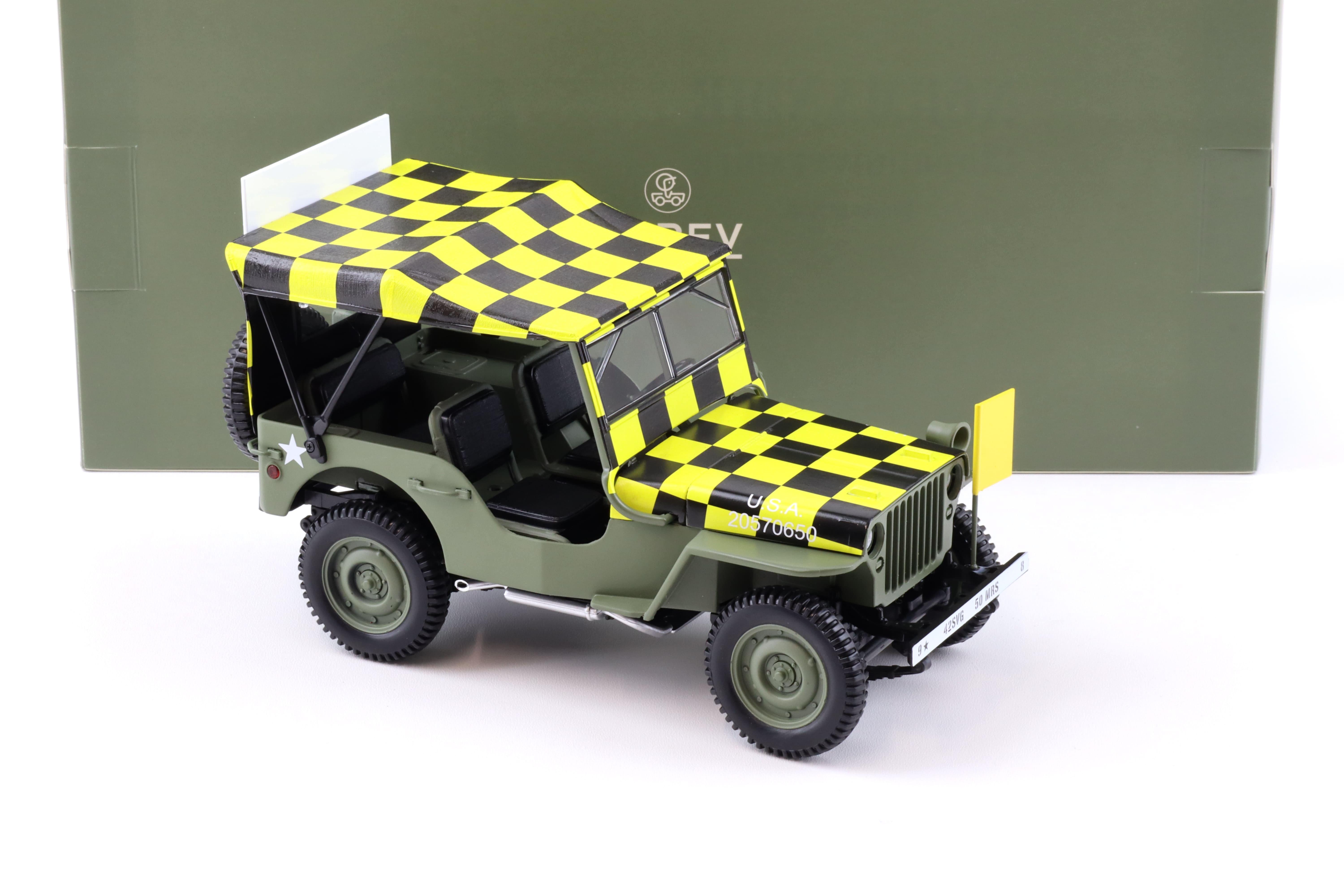 1:18 Norev Jeep Willys Army 1944 Follow Me green/ yellow - Limited 200 pcs.