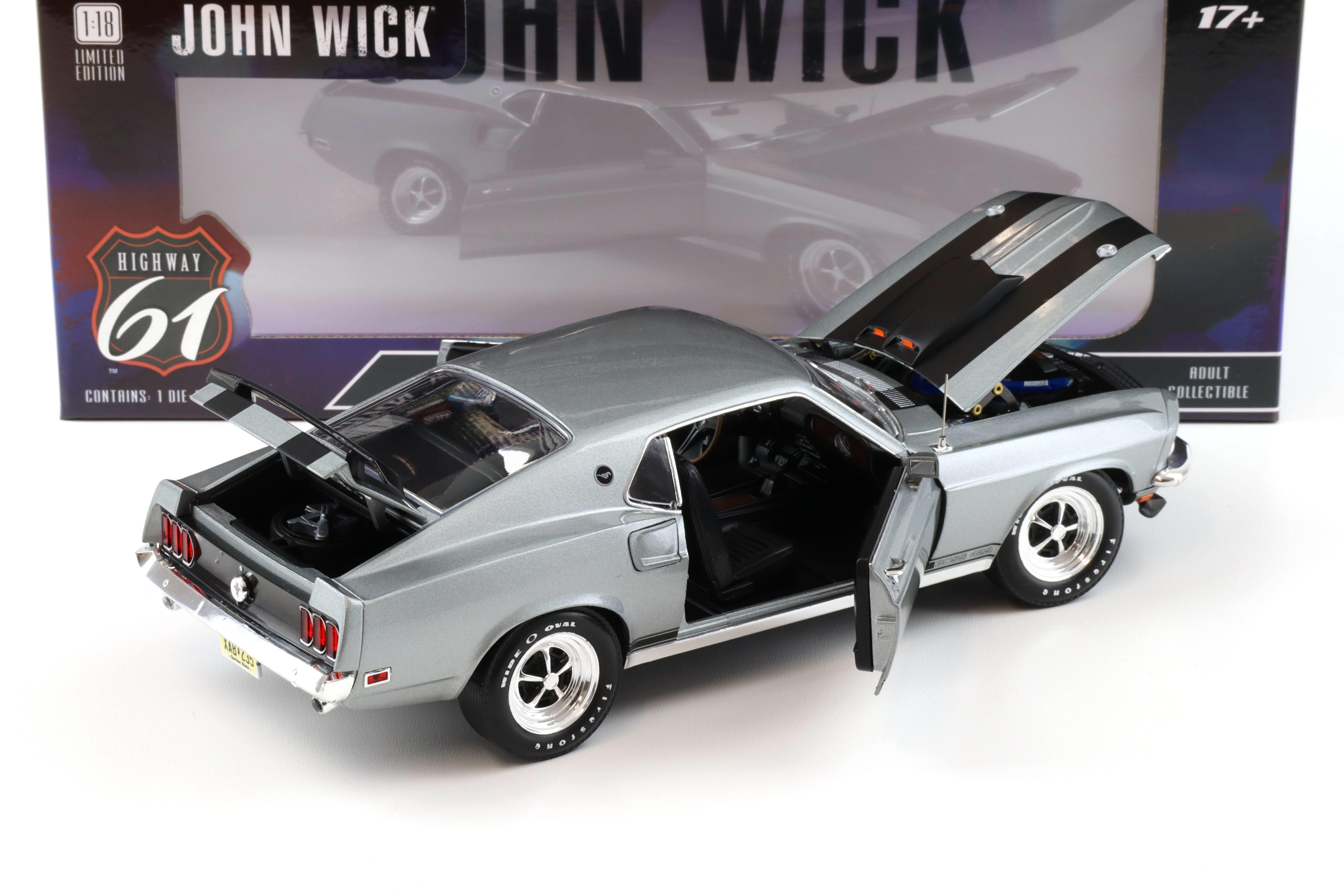 1:18 Highway61 Ford Mustang Boss 429 JOHN WICK grey/ black 1969