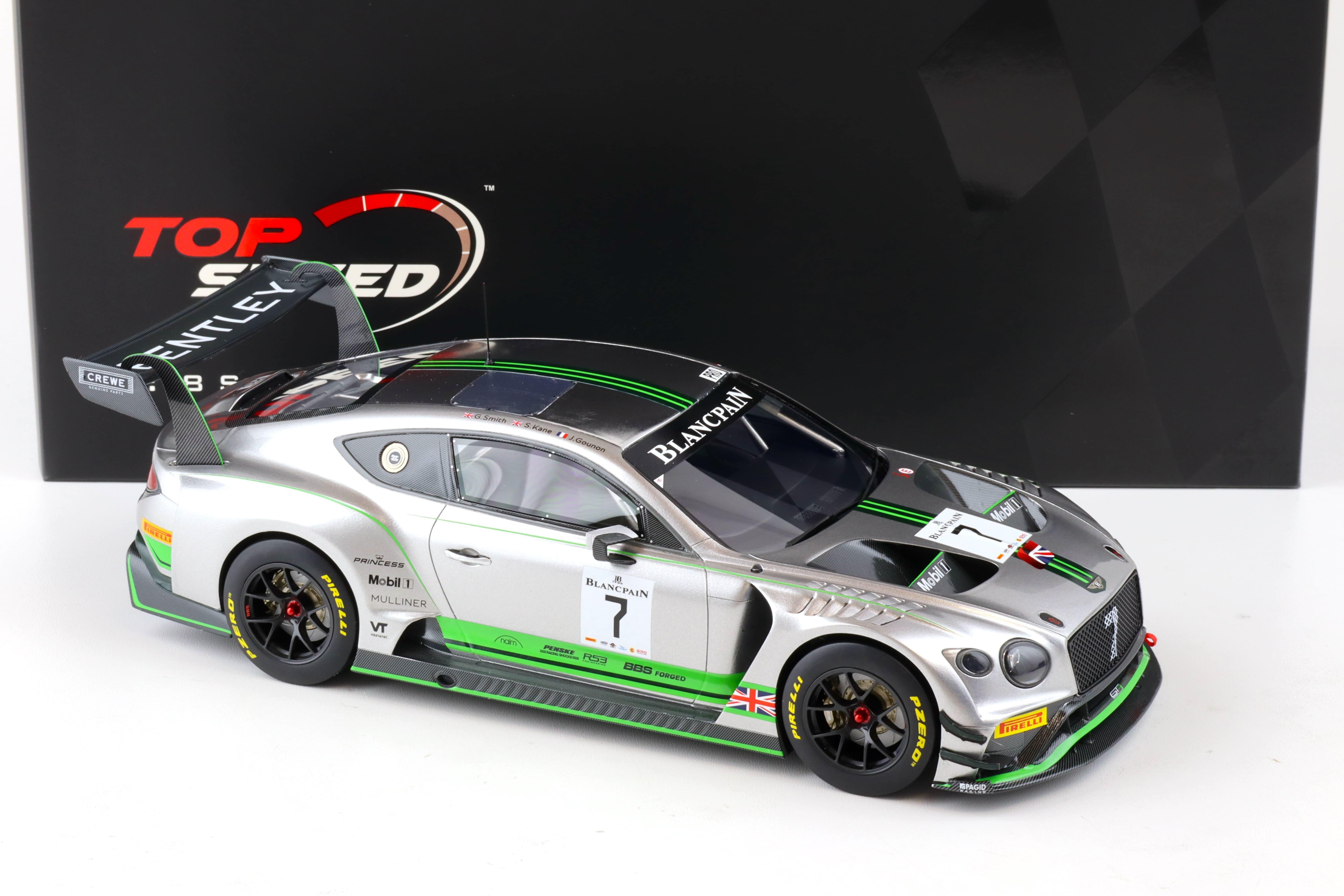 1:18 Top Speed Bentley Continental GT3 #7 Blancpain GT Series Monza 2018 TS0243