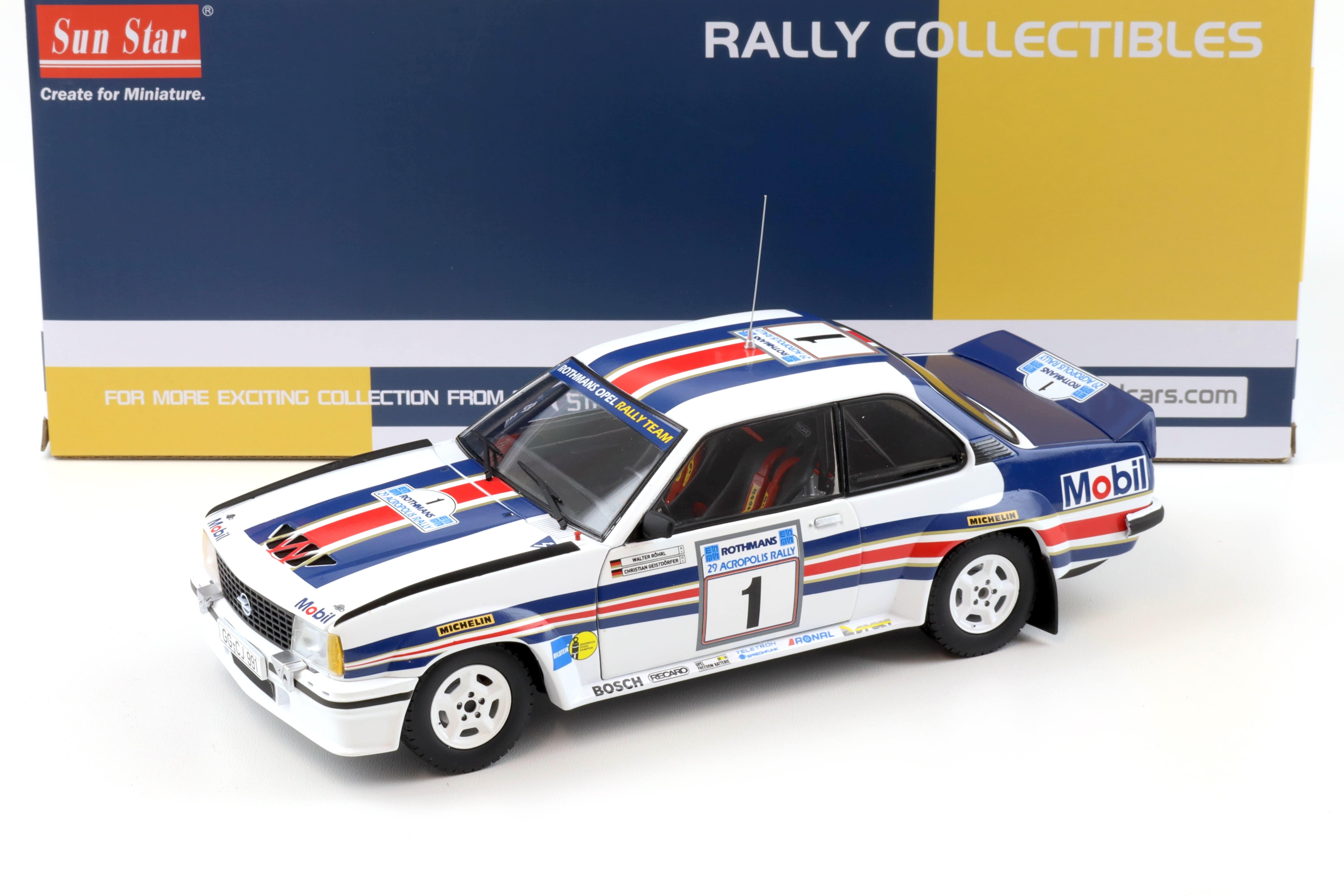 1:18 Sun Star Opel Ascona 400 Rally 2nd Rothmans Acropolis 1982 World Champ Röhrl/ Geistdörfer