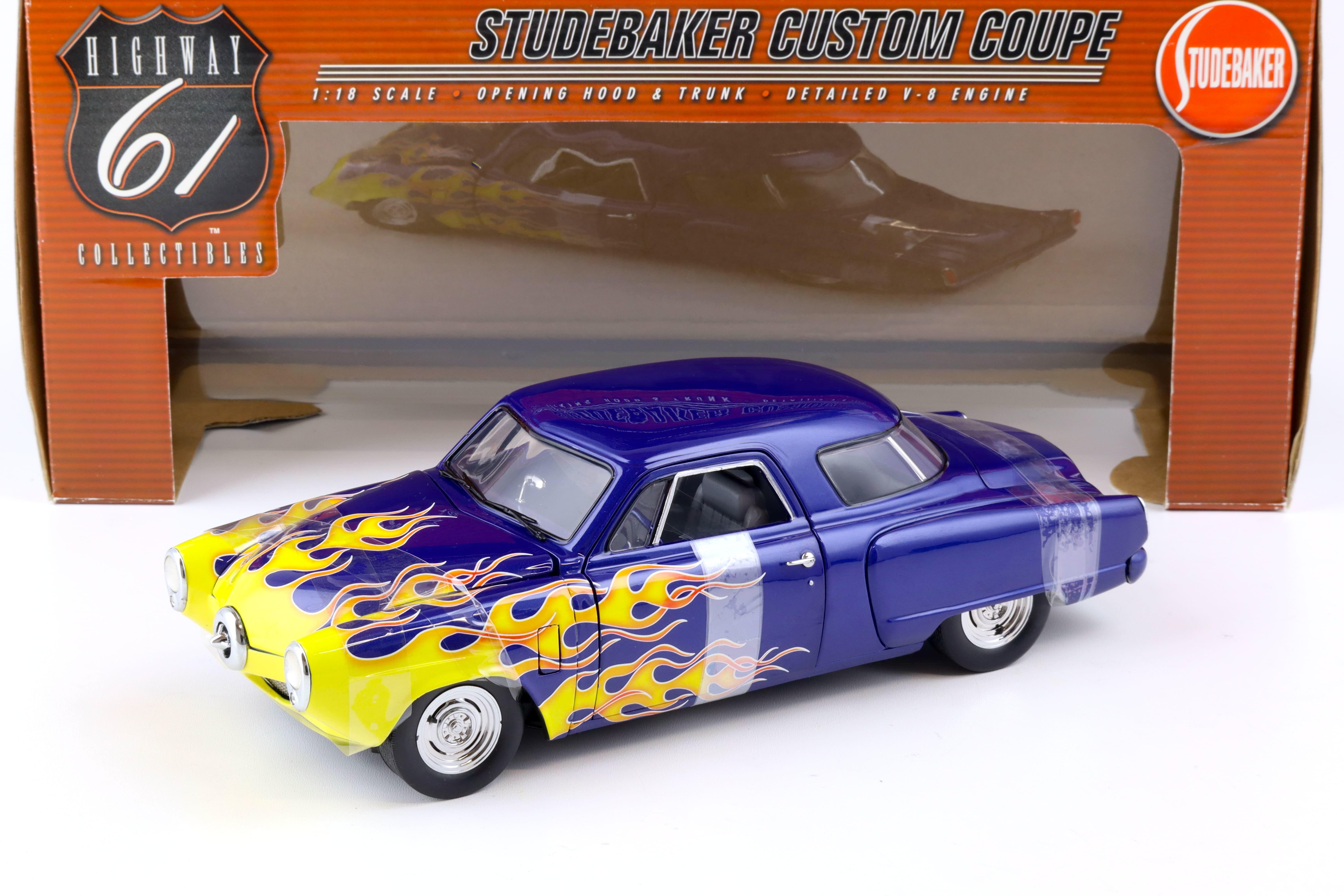 1:18 Highway61 Studebaker Custom Coupe blue metallic with yellow flames 50125