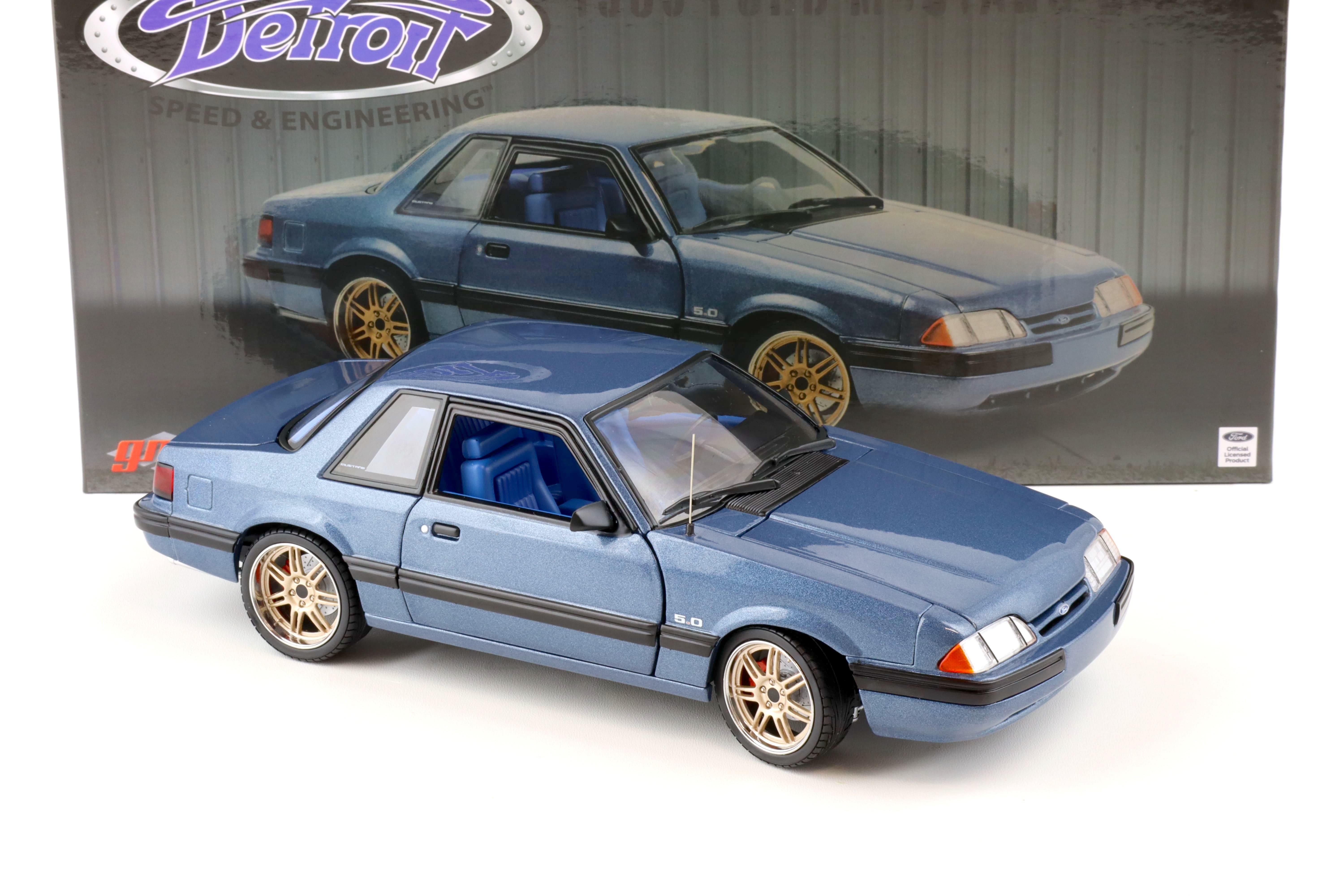 1:18 GMP 1989 Ford Mustang 5.0 LX Coupe Medium Shadow blue DETROIT Speed Inc.