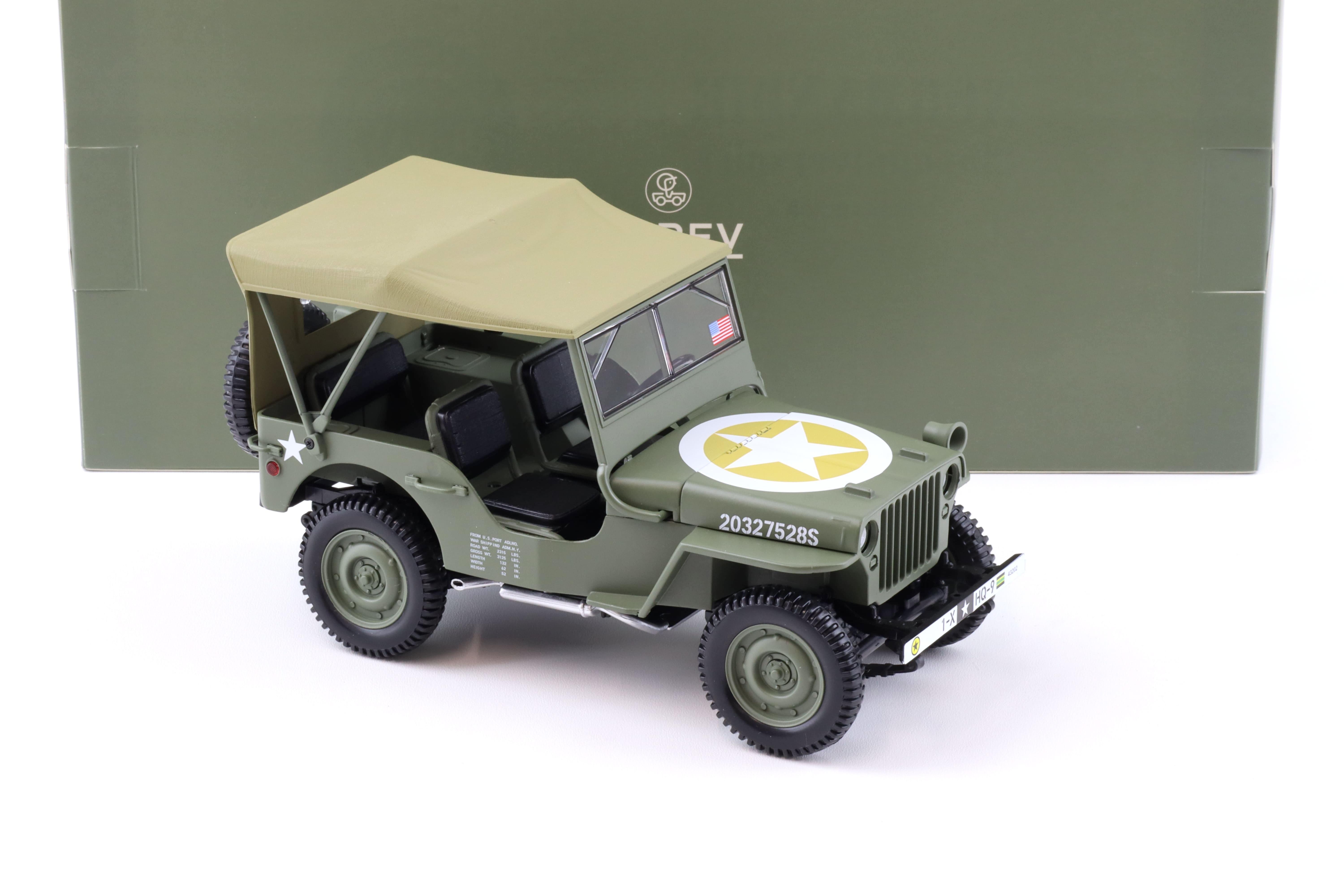 1:18 Norev Jeep Willys Army 1944 1st Div Inf HQ green  - Limited 200 pcs.