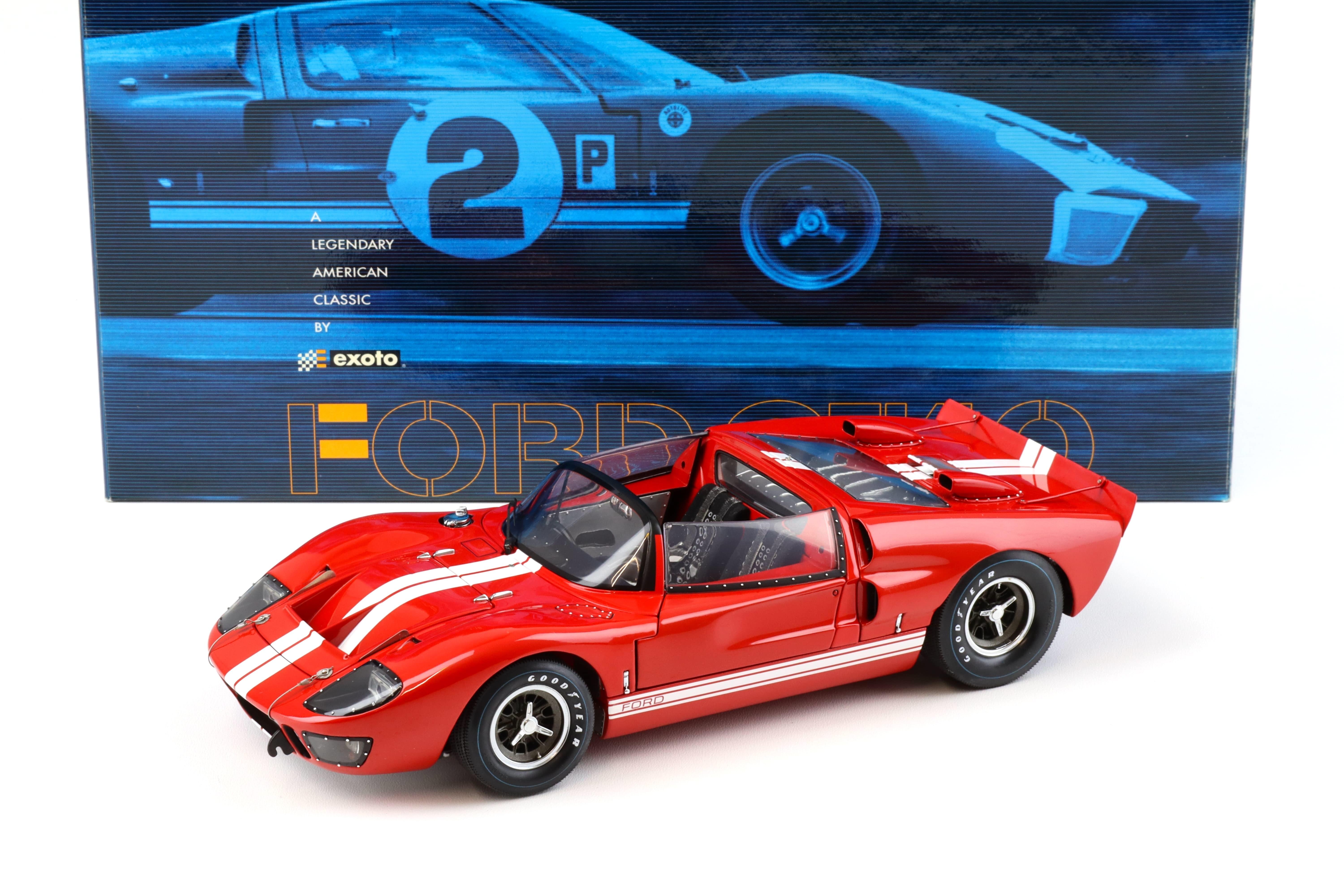 1:18 Exoto Ford GT40 MKII Roadster 1966 red/ white stripes RLG19049