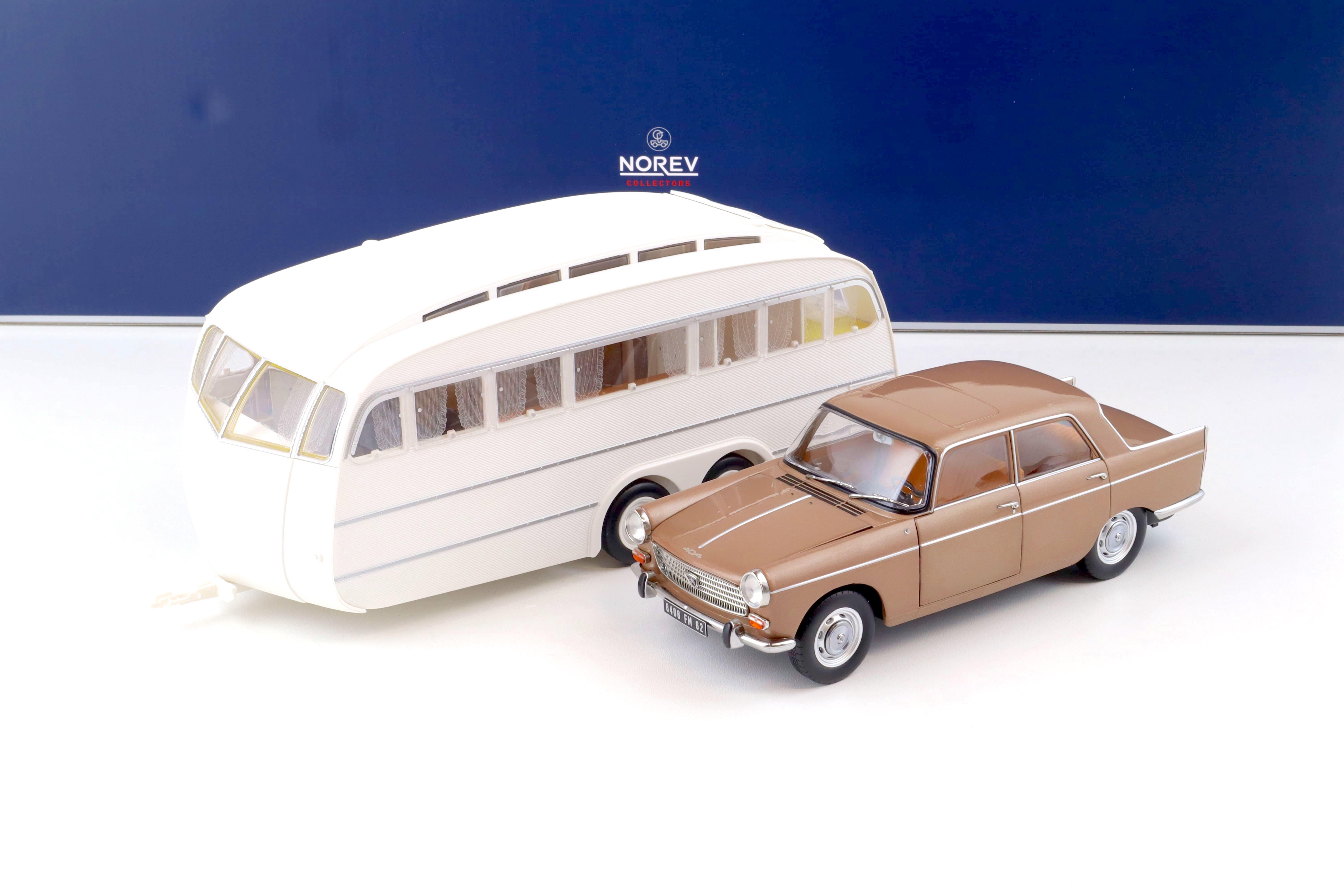 1:18 Norev Peugeot 404 Sedan 1965 brown metallic with Caravan Henon white 184837
