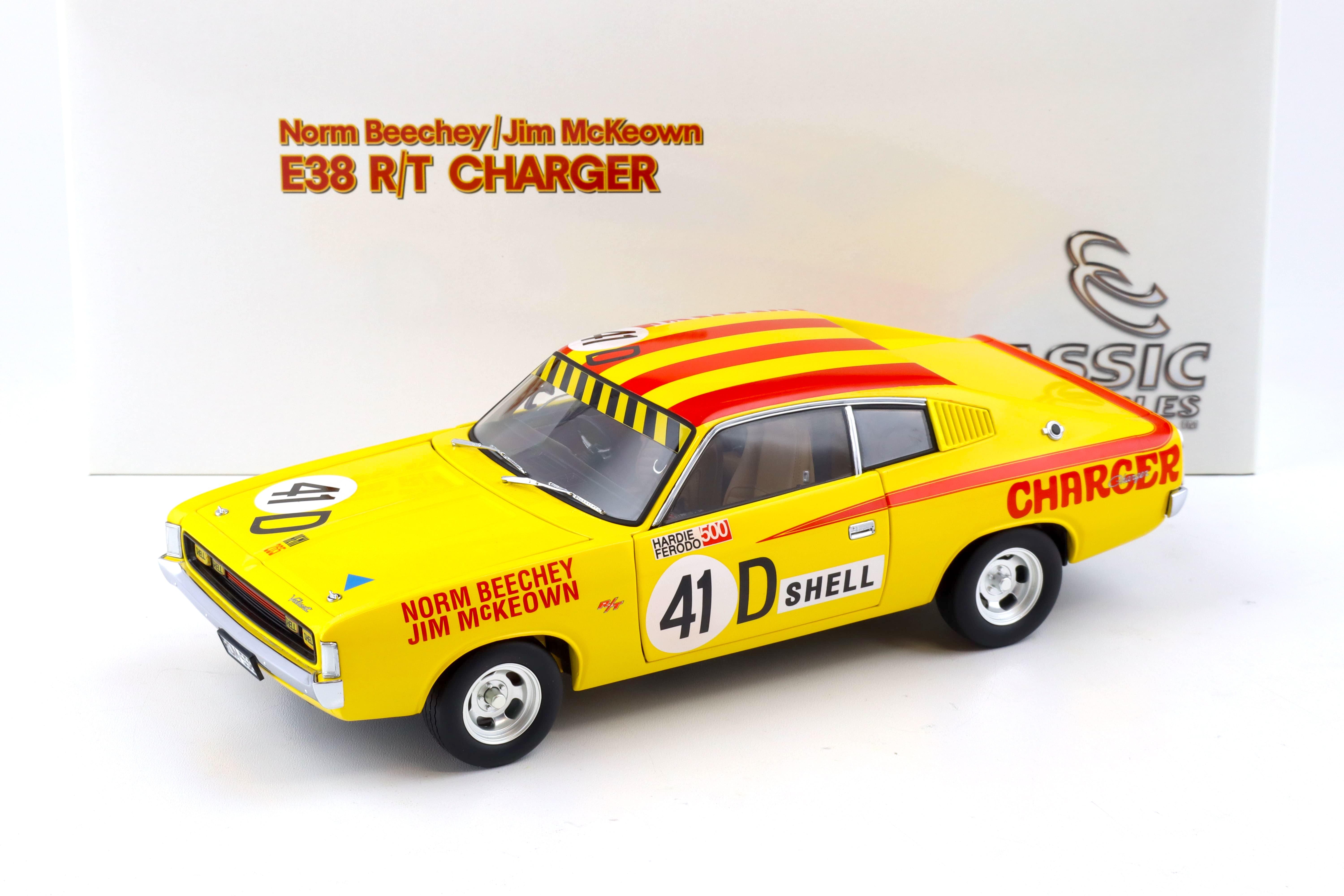 1:18 Classic Carlectables Chrysler E38 R/T Charger 1971 Bathurst Works Entry Beechey #41